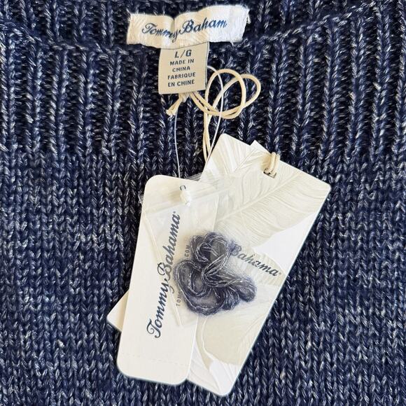 NWT Tommy Bahama Shimmer Balloon Sleeve Island Navy Blue Wool Blend Sweater - Picture 4 of 5